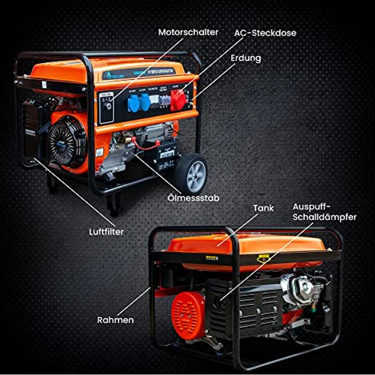Extralink EGH-5500 Stromgenerator Hybrid Gas LPG CNG Benzin 5,5kW 3F Generator 5000W Easy-Start Überlastschutz 2x AC 230V Camping, blau – Bild 9