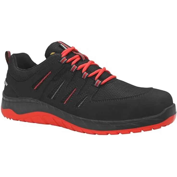 Elten Sicherheitshalbschuh MADDOX Compo black-red Low ESD S3S, atmungsaktives Textilfutter, gepolsterte Lasche, Gr. 41 – Bild 1