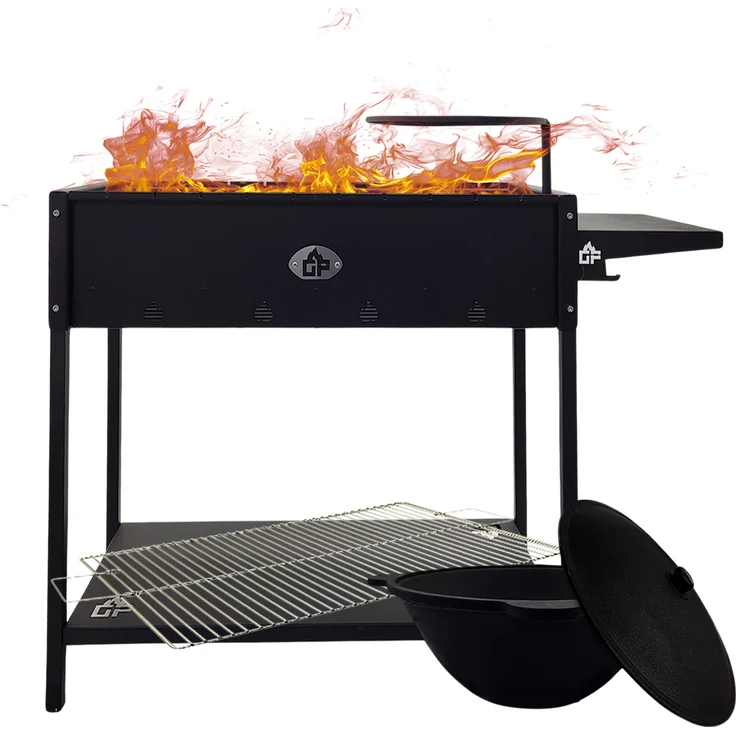 Grillpeter Mangal Set Batyr 60 Schaschlikgrill 60 cm mit Grillrost Kasan 8L, Profi Set mit großzügiger Auflagefläche, Ablage und Kasanhalter, lackiert – Bild 1