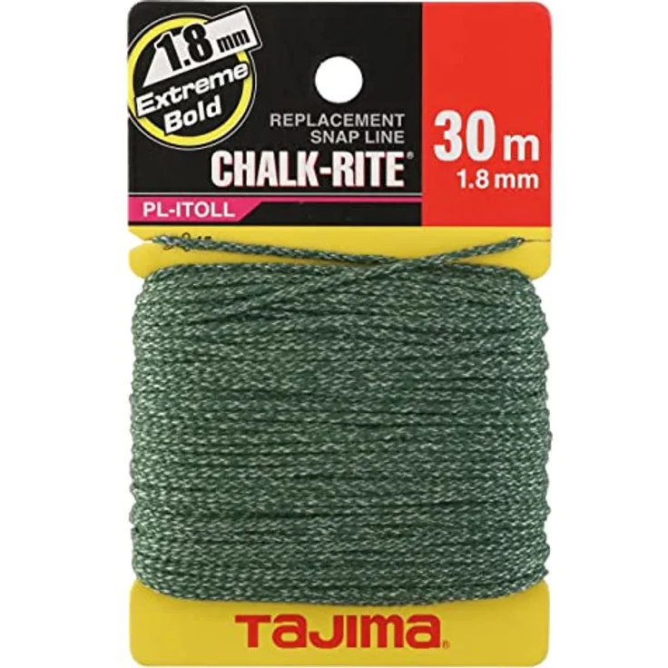 Tajima CHALK-RITE Ersatzschnur 1,8 mm x 30 m, geflochten aus Polyester und Nylon für Schlagschnurgerät DURA II CR503S