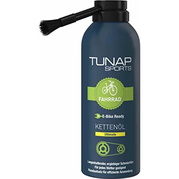 TUNAP SPORTS Kettenöl Ultimate - 125ml Spray mit Dosierpinsel | Fahrrad Langzeit-Schmierung für Ritzel, Schaltwerk und Kette