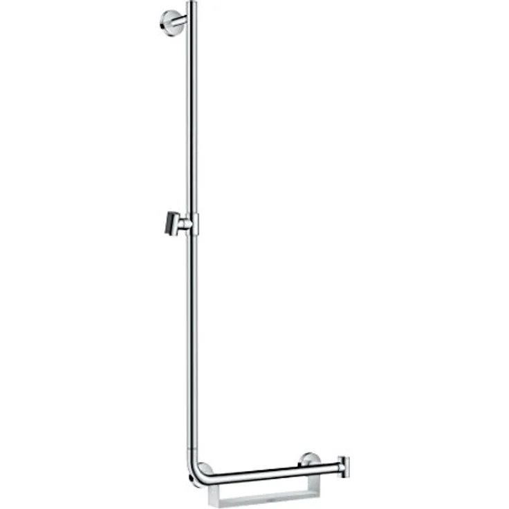 hansgrohe Unica Comfort Duschstange, 1,10 m, mit Haltegriff rechts, Weiß/Chrom – Bild 1