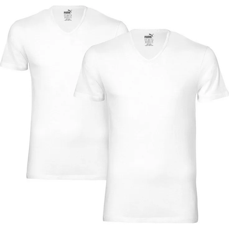 PUMA Poloshirt Puma V Neck Tee, 2er Pack schwarz / weiß, 100% Baumwolle, sehr bequem und pflegeleicht