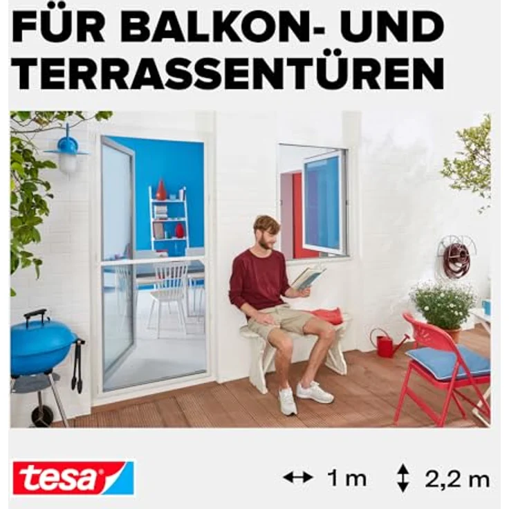 tesa Fliegengitter ALU COMFORT Türen, 1,00 m x 2,20 m, weiß – Bild 3