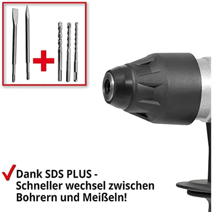 Hecht Bohrhammer 1036, 1500W SDS-Plus, 4250 U/min, mit Koffer und Zubehör für Beton und Stein – Bild 4