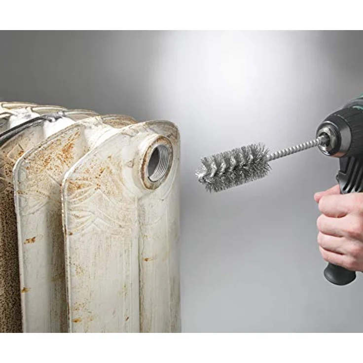 kwb Runddraht-Bürste / Zylinderbürste fein, gewellt, Stahldraht, Ø 26 mm für Metall und Stein, Drahtbürste für Bohr-Maschine inkl. 8 mm Rundschaft, Rohrbürste f. Kessel / Heizung, 3 Stück – Bild 4
