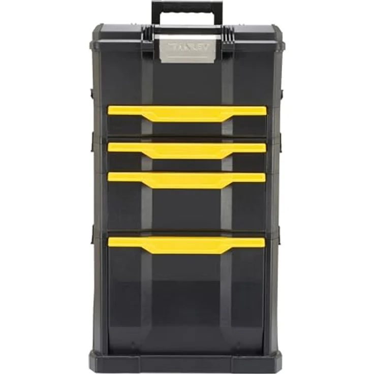 Stanley Rollende Werkstatt aus Metall-Kunststoff 1-79-206 ? Werkzeugwagen leer mit 3 modularen Einheiten ? Vielseitige Werkzeugbox für Kleinteile und große Werkzeuge – Bild 27