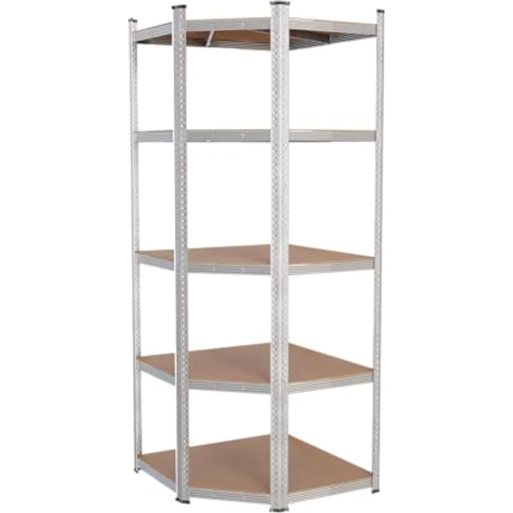 Tronitechnik® Schwerlastregal, Kellerregal, Lagerregal, 40 x 40 x 70 x 70 x 180 cm, Regal mit Stahlgestell, jeweils bis 875 kg belastbar, 5 verstellbare Ablagen, silbern