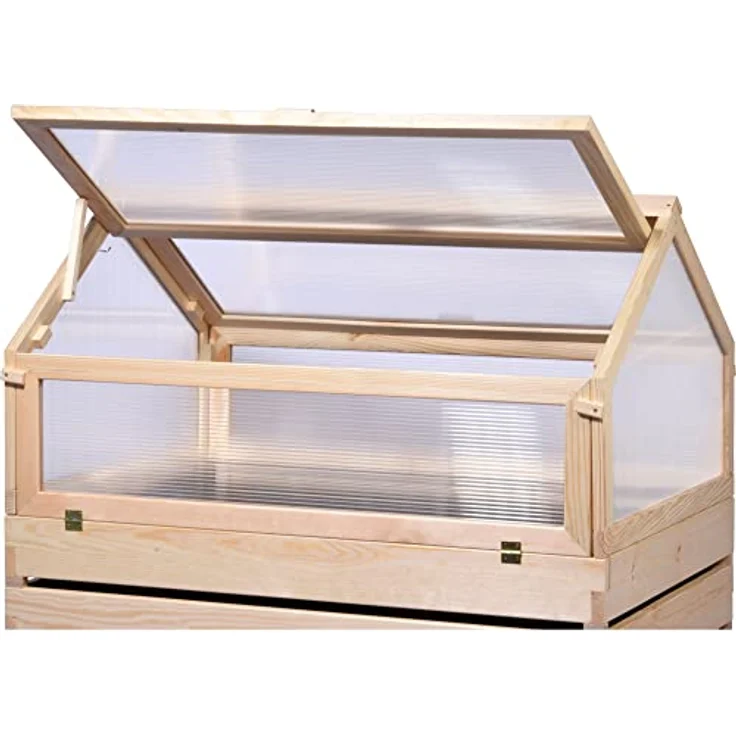 dobar® 58390FSCe XXL Frühbeet Hathi Masssivholz 500 L | Großer Pflanzkasten mit Gewächshaus | Abnehmbarer Frühbeetkasten | Anzuchthaus für Jungpflanzen | Riesen Hochbeet | 100 x 70 x 130 cm | Natur – Bild 3