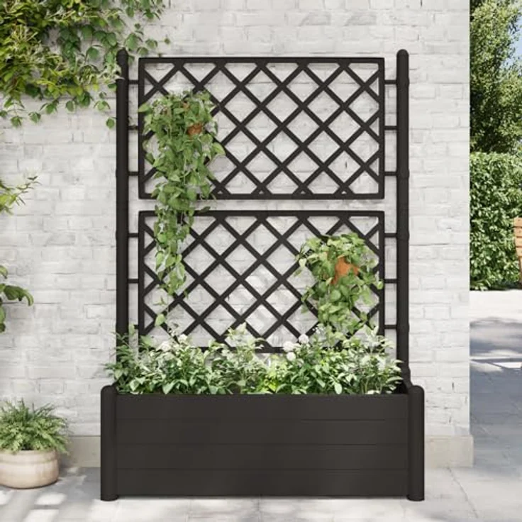 vidaXL Pflanzkübel mit Spalier 100x43x142 cm PP Anthrazit – Bild 3