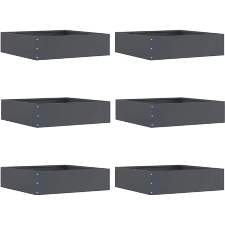 vidaXL Raseneinfassung 6er Set Anthrazit, 50 x 50 x 13 cm, Strapazierfähige Stahlkante für Garten und Terrasse, Moderne Rasenbarriere mit einfacher DIY-Installation – Bild 1