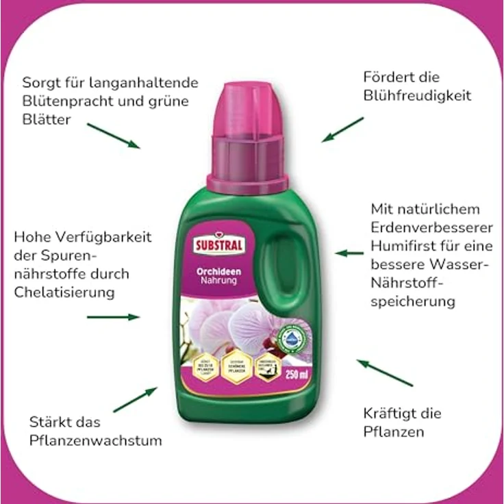Substral Orchideen Nahrung, 250 ml, Flüssige Spezialnahrung mit Humifirst für alle Orchideenarten – Bild 4
