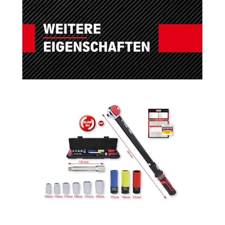 1-2ERGOTORQUEprecision Drehmomentschlüssel-Satz, 20-200Nm, 11-tlg – Bild 4