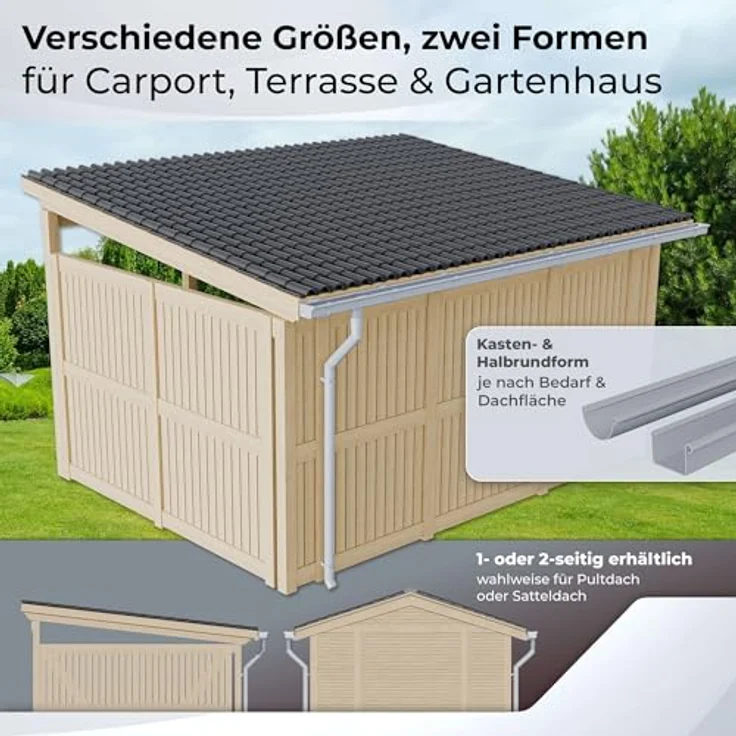 INEFA Dachrinnen Set PVC 3m NW 83 Kastenrinne, witterungsbeständig, für Gartenhaus und Carport, braun – Bild 10