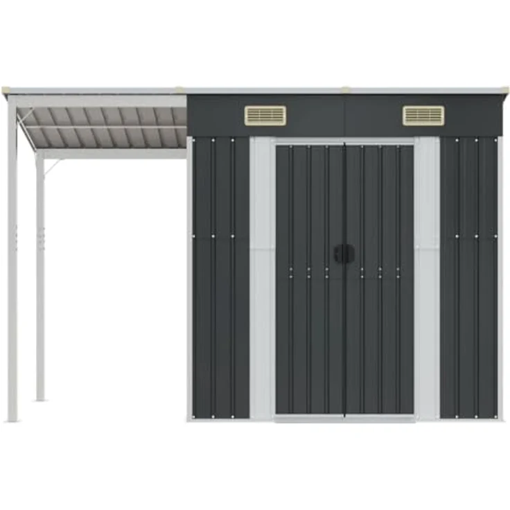 vidaXL Gartenhaus mit Schleppdach Anthrazit 277x110,5x181 cm Stahl – Bild 3