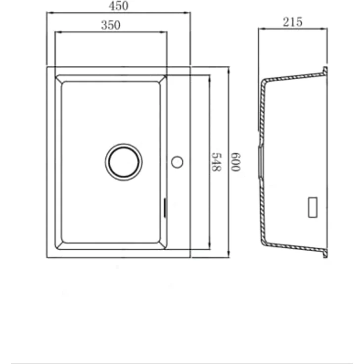 Stabilo Sanitär Einbauspüle "Kingston" Granitspüle 450 mm x 600 mm x 215 mm mit Zubehör schwarz Granitoptik – Bild 8