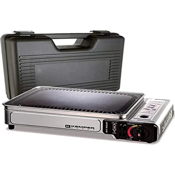 Kemper Gasgrill, tragbar, 2300 W, antihaftbeschichtet, inkl. Transportkoffer – Bild 1