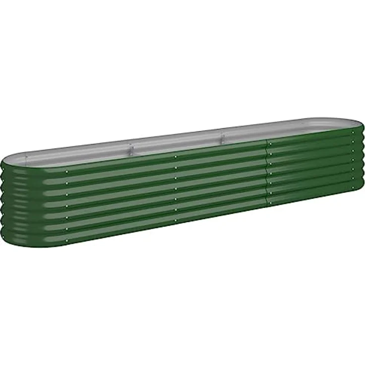 vidaXL Hochbeet, Wetterfestes Hochbeet für Garten Balkon Terrasse, Kräuterhochbeet zum Selber Bauen, Pflanzkasten aus Metall, Pulverbeschichteter Stahl Grün – Bild 1