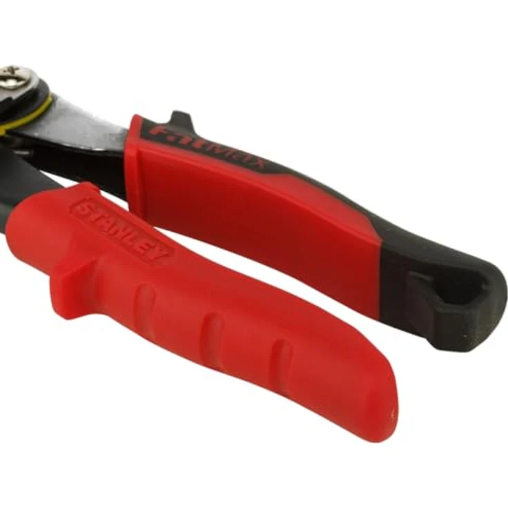 Stanley Blechschere Maxsteel (links, 250 mm Länge, Bi-Material Kunststoffhandgriff, chromveredelt, Einhandbedienung) rot, 2-14-562 – Bild 3