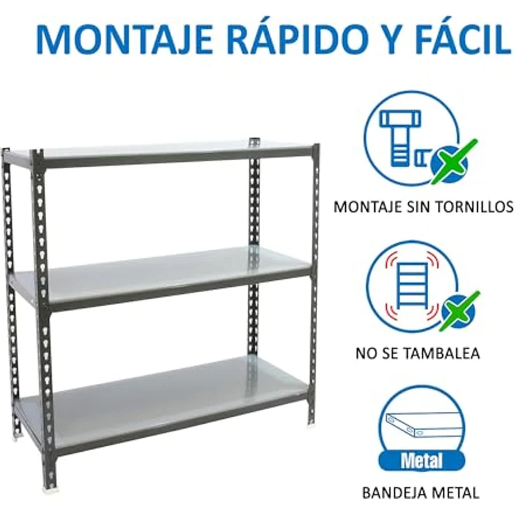 Simonrack Simonclick Plus Metallregal, 100 x 90 x 50 cm, 3 Böden, Traglast 180 kg pro Boden, höhenverstellbar, Anthrazit – Bild 5