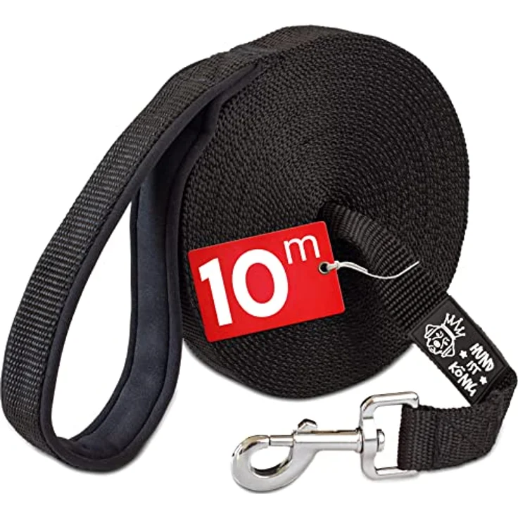 HUND IST KÖNIG® Schleppleine 10m für Hunde - Hundeleine 10m mit Griffpolster - Robuste Hunde Schleppleine, wasserabweisend & schmutzunempfindlich - für erfolgreiches Hundetraining inkl. eBook – Bild 1