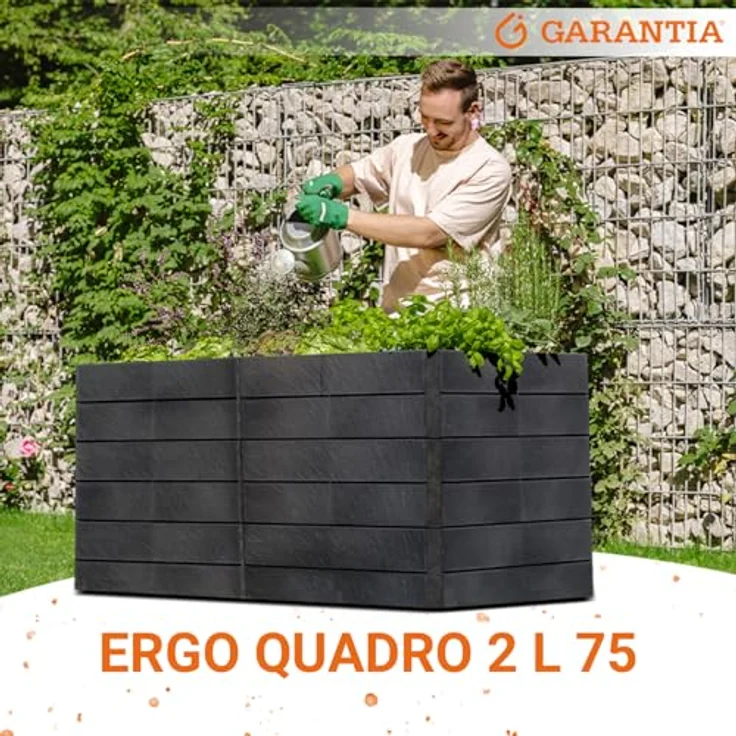 Garantia Hochbeet 2L Stone, inkl. FLORA, 160 x 80 x 75 cm, anthrazit, mit Flora Wasserspeichersystem – Bild 2