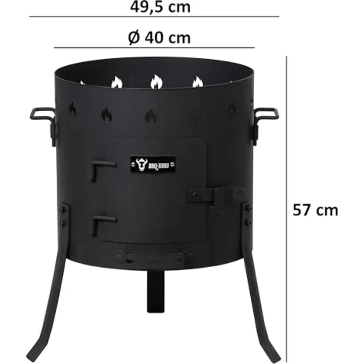 BBQ-Toro Kazan Ofen Ø 40 cm, vielseitiger Gulaschkessel und Feuerstelle, stabiler Stahl mit Ascheschubkasten, inklusive Untersetzer und Griffen – Bild 3