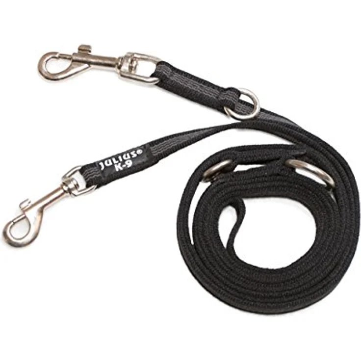 Julius-K9 Double leash 20 mm 2.2 m 50 kg dog adjustable (Hund), Halsband + Leine, robustes Set für große Hunde in Schwarz – Bild 3