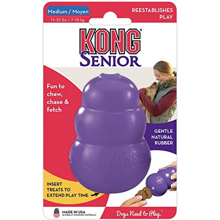 KONG – Senior Hundespielzeug – Weicher Naturkautschuk – Kauen, Jagen, Apportieren – Für Mittelgroße Hunde – Bild 4