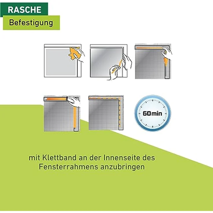 Windhager Insektenschutz Plus Fliegengitter für Fenster und Türen, Insektenschutzgewebe, Fliegennetz, individuell zuschneidbar, inkl. Montage-Klettband, 150 x 180cm, weiß, 03478 – Bild 5