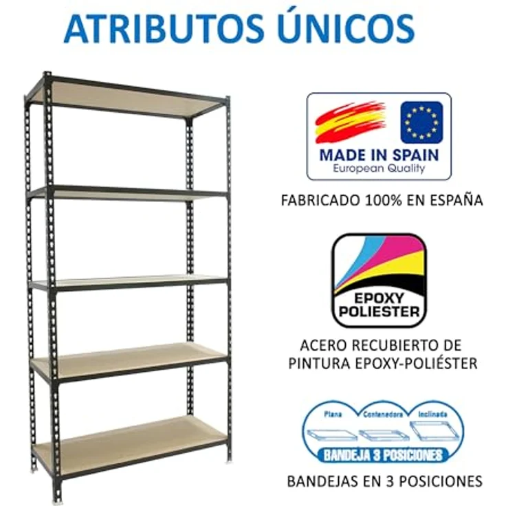 Simonrack Maderclick SuperPlus Metallregal, 200 x 110 x 30 cm, Traglast 200 kg pro Boden, 5 höhenverstellbare Böden, Stecksystem, anthrazit – Bild 6
