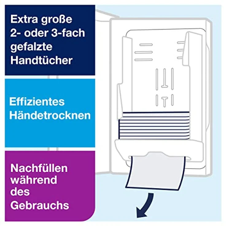 Tork Xpress H2 Papierhandtuchspender, Interfold, hohe Kapazität, schwarz, mit Sichtfenster und Überfüllungsschutz – Bild 6