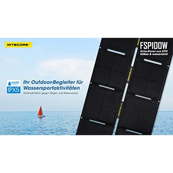 Nitecore FSP100WIPX5, 100W Solarpanel mit faltbarem Design, IPX5 Spritzwasserschutz, 2.60 kg – Bild 5