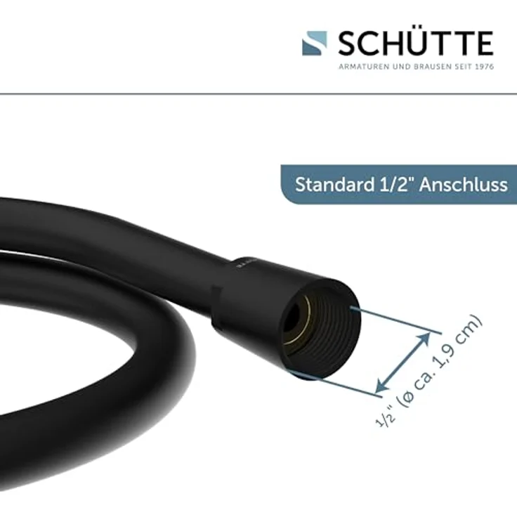 Schütte Brauseschlauch 150 cm, inkl. Wasserspardichtung für bis zu 50% Wasserersparnis, flexibler 1/2 Zoll Anschluss – Bild 3