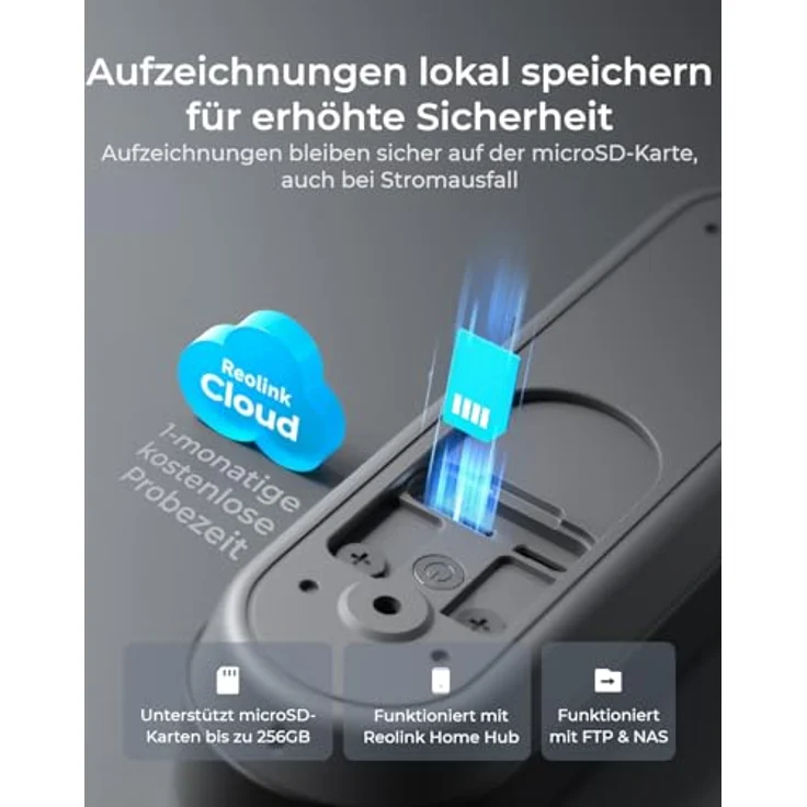 Reolink Video Doorbell, Akku Türklingel mit 2K Kamera, 1:1 Ansicht, Dual-Band WLAN, Person- und Paket-Erkennung, 2-Wege-Audio, lokale Speicherung bis 256GB – Bild 5