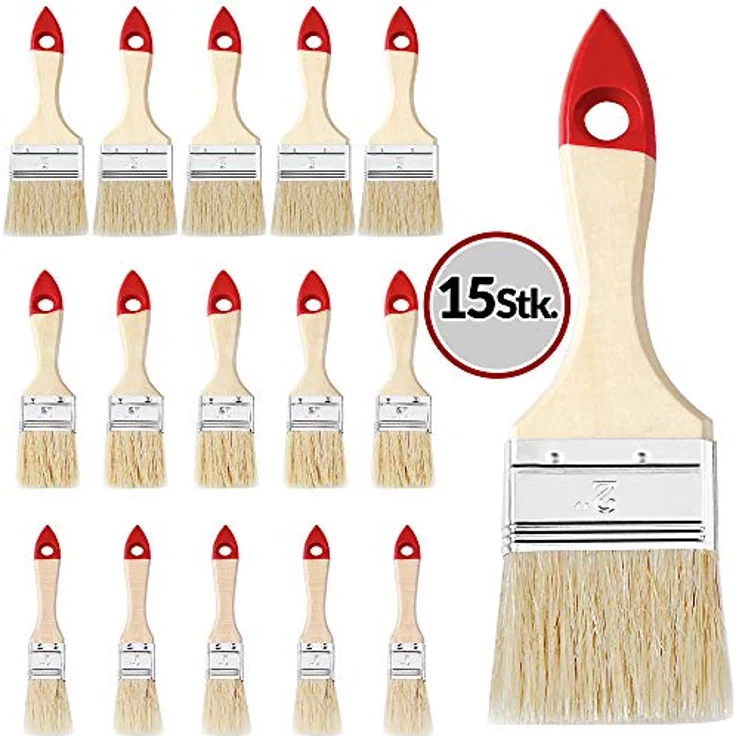 Monzana Malerpinsel 15tlg Set 3 versch. Größen für Holzlasur Lacke Farbe Pinselset Lasurpinsel Lackierpinsel Malerpinsel – Bild 5