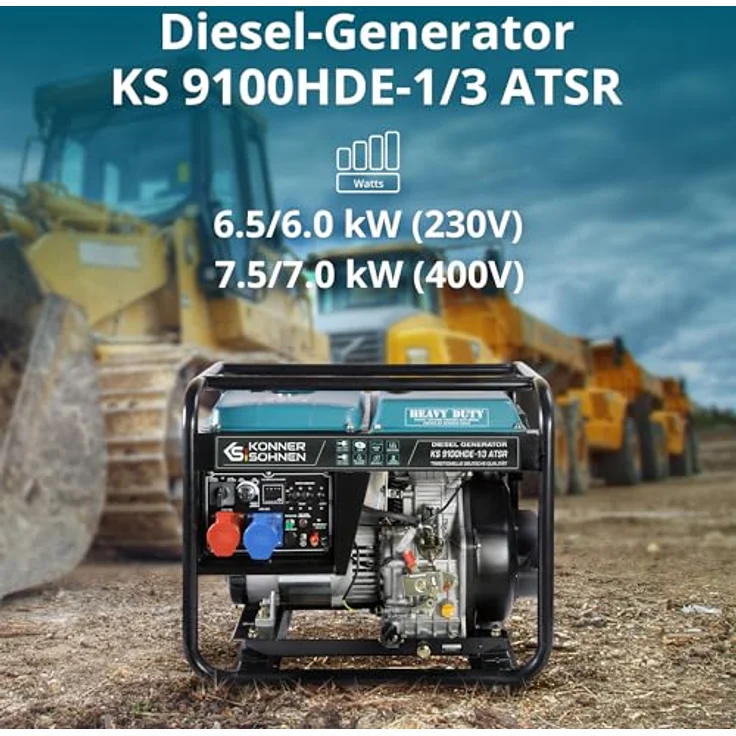 Könner & Söhnen KS9100HDE-1/3 ATSR Diesel-Stromgenerator, 6.5 kW Notstromaggregat mit VTS-Technologie und 15 L Tank – Bild 2