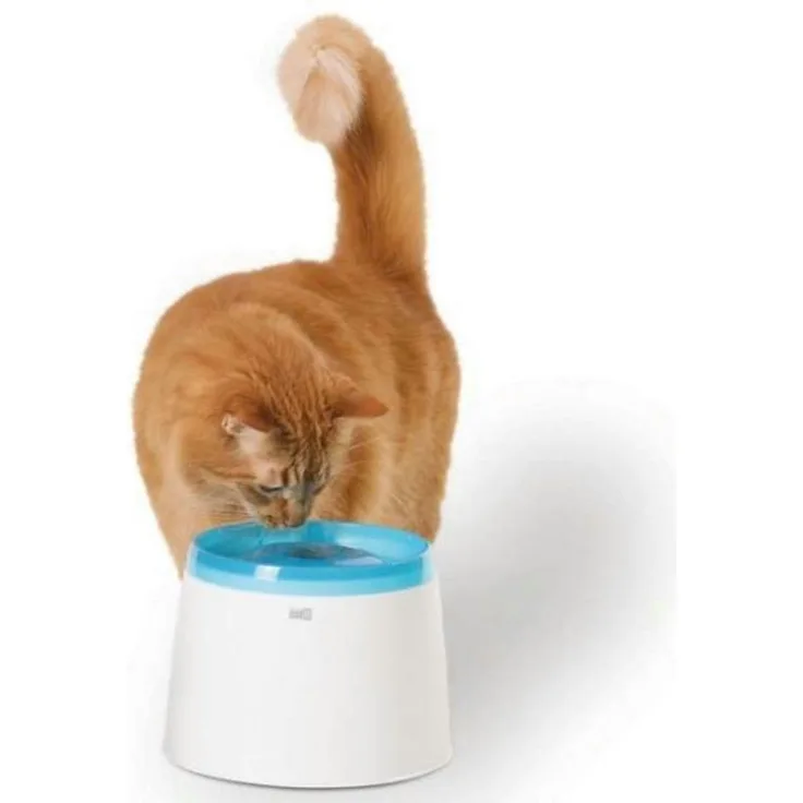 Catit Fresh+Clear Trinkbrunnen 2L, fließendes Wasser für Katzen und kleine Hunde, blau-weiß