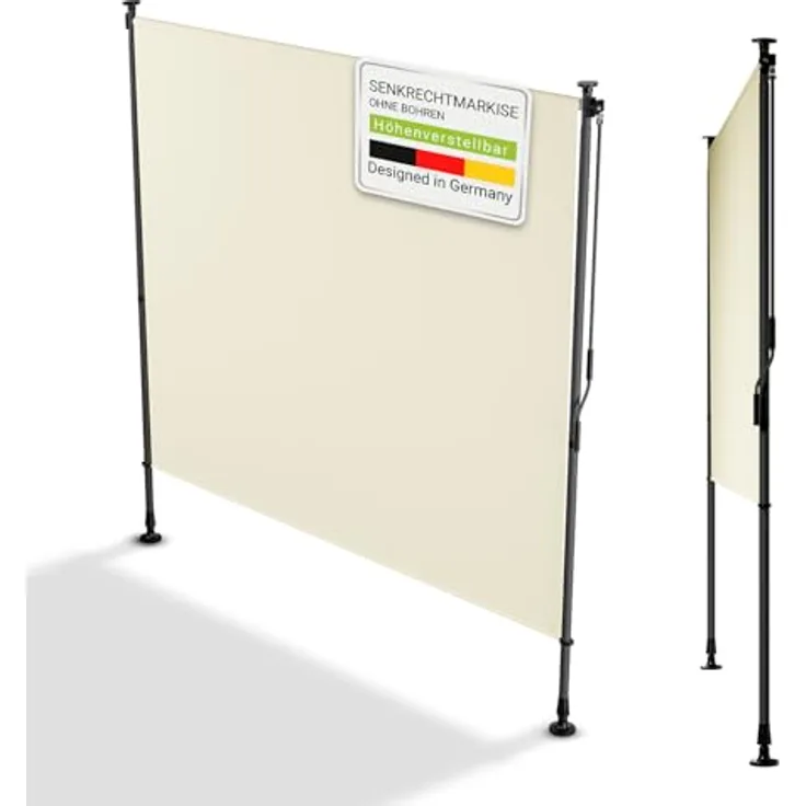Juskys Senkrechtmarkise Barbados 200x310 cm - Beige, wetterfest, ausziehbar, ohne Bohren
