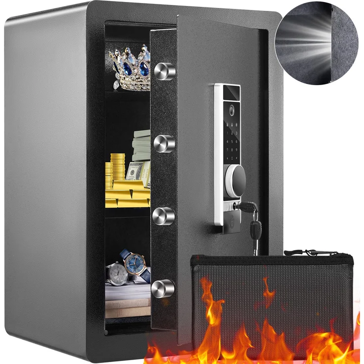 VEVOR Tresor Safe Tresor 2,2 Kubikfuß, Möbeltresor mit Feuerfester Geldtasche, Zuverlässiges Dreifach-Schloss-System, verstärktes legiertes Stahlmaterial