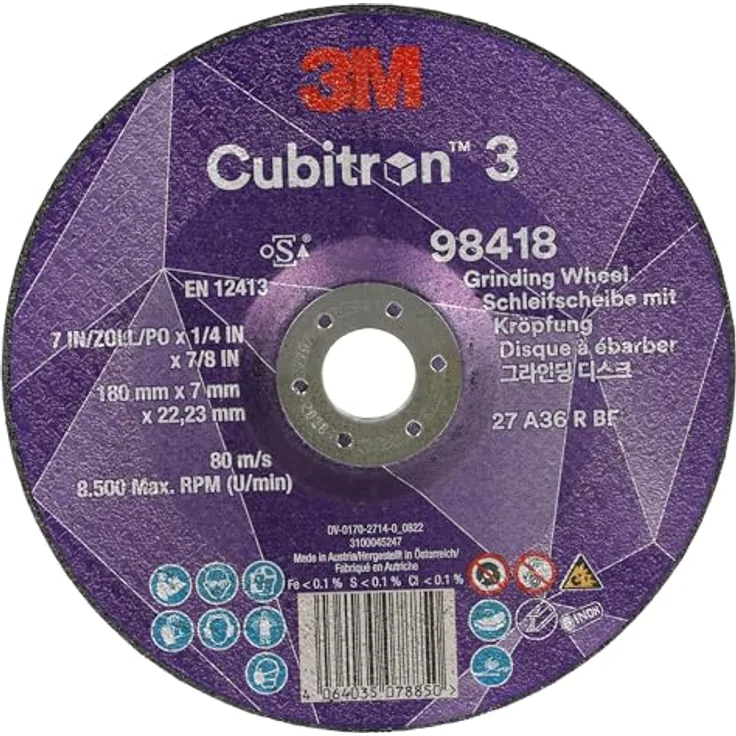 3M Cubitron 3 Schruppscheibe, 98418, 36+, T27, 180 mm x 7 mm x 22,23 mm, EN, 10/Pack, 20 Stück/VE