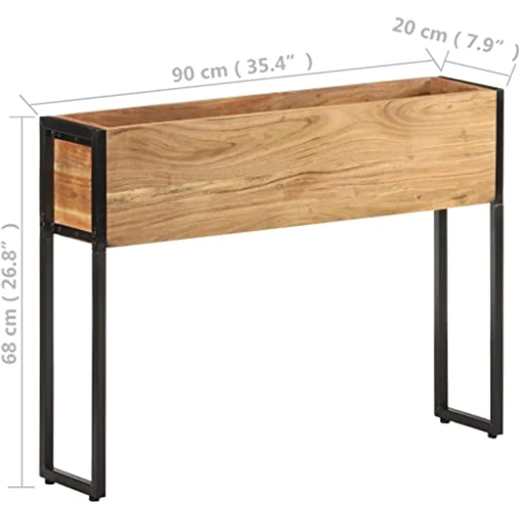 vidaXL Akazienholz Massiv Pflanzkübel Hochbeet Blumenkübel Blumenkasten Frühbeet Pflanzkasten Blumenbeet Garten Balkon Terrasse 90x20x68cm, robustes Holz mit dekorativem Design – Bild 4
