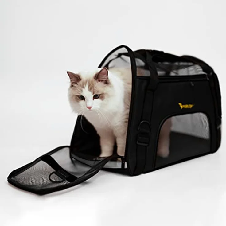 Purlov Tiertransporttasche Transporttasche für Hunde/Katzen bis 8,00 kg, Sicherer Transport für Haustiere, stabil und komfortabel, schwarz – Bild 6