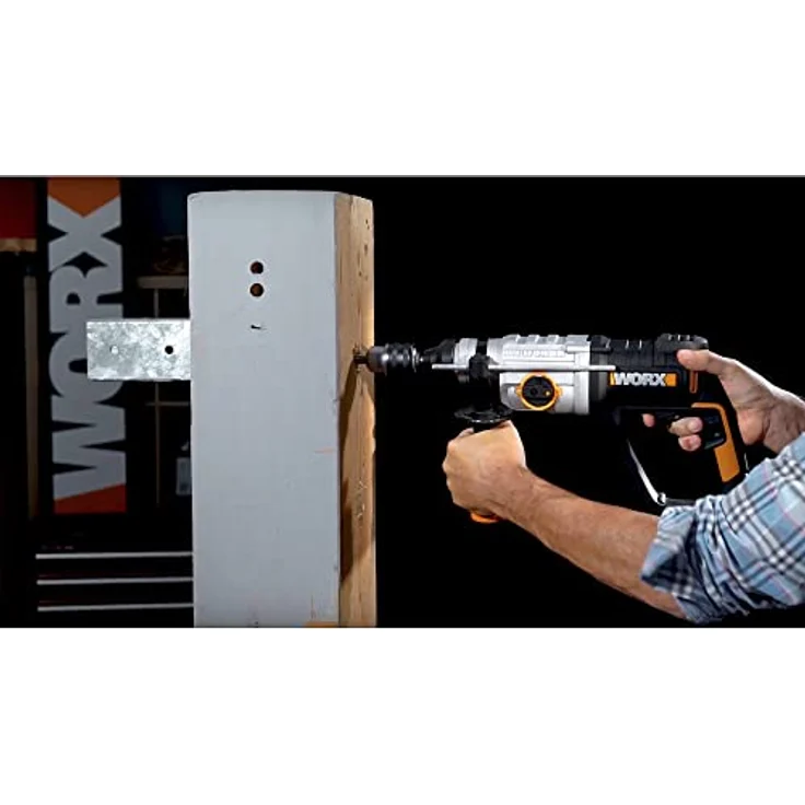 Worx WX339 Bohrhammer Elektrisches Profi Werkzeug mit 800W Bohrer, Hammerbohrer & Meißel in einem Mit SDS-Plus Schnellspannbohrfutter & Links--Rechtslauf PowerShare kompatibel – Bild 6