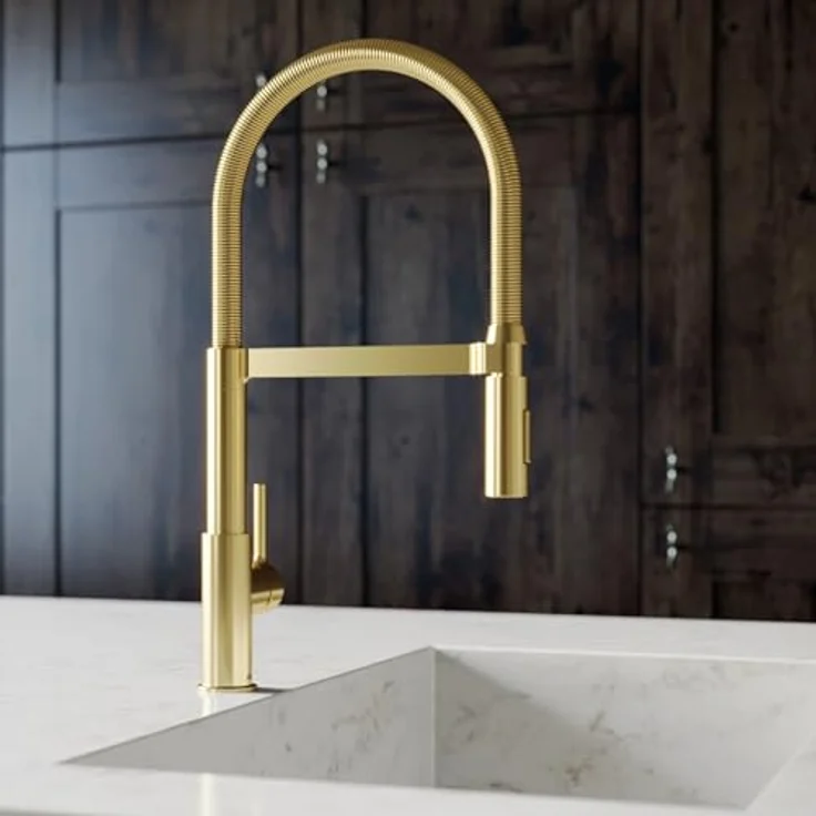 Lenz Küchenarmatur ALUNA Gold, flexible Geschirrbrause mit 2 Strahlarten, Anti-Fingerabdruck Oberfläche, hochwertige Keramikkartusche und Markenmischdüse – Bild 2