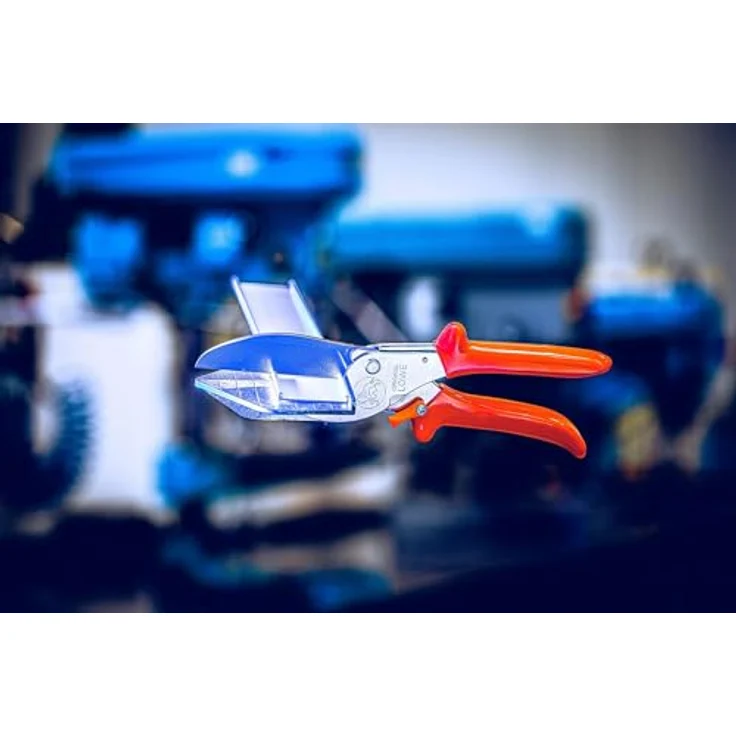 Original LÖWE Leistenschere 3.306 mit 90 Grad Anschlägen - Profilschneider für Kunststoff, Holz, PVC, Leder und Metall, Carbon-Stahl Klinge, 24,5 cm, schwarz – Bild 2