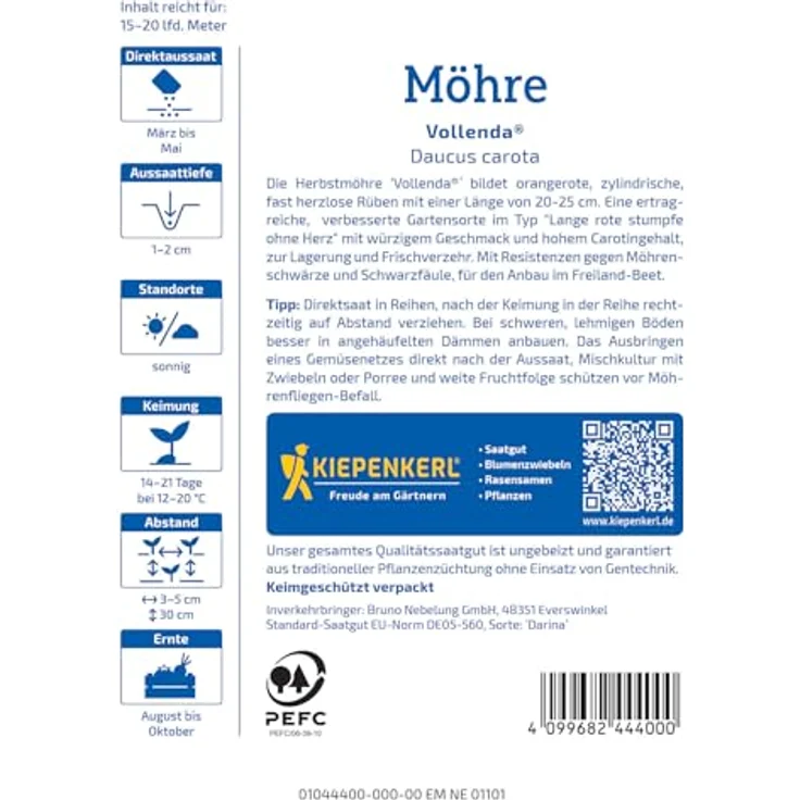 Kiepenkerl Profi-Line Möhre Vollenda, Gemüsesamen mit intensiv roter Farbe, 18-23 cm, karotinreich und gut lagerfähig – Bild 2