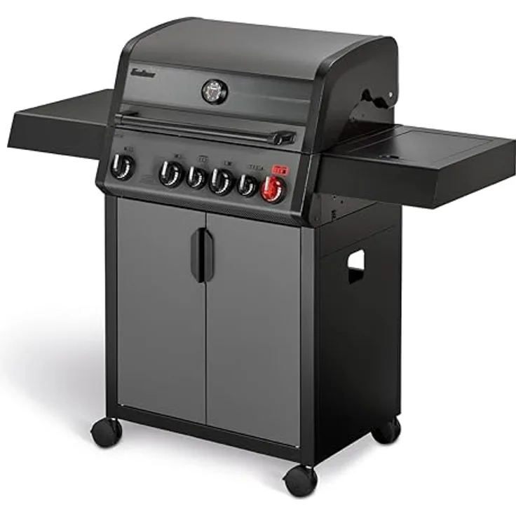 Enders Gasgrill Hyde 4 SIKR Turbo, 4-Brenner aus Edelstahl mit 800 °C Turbo Zone, Infrarot-Backburner und Seitenkocher #8041