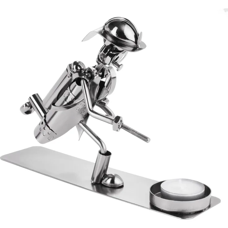 Schraubenmännchen Feuerwehrmann mit Teelichthalter - Metallfigur Handarbeit