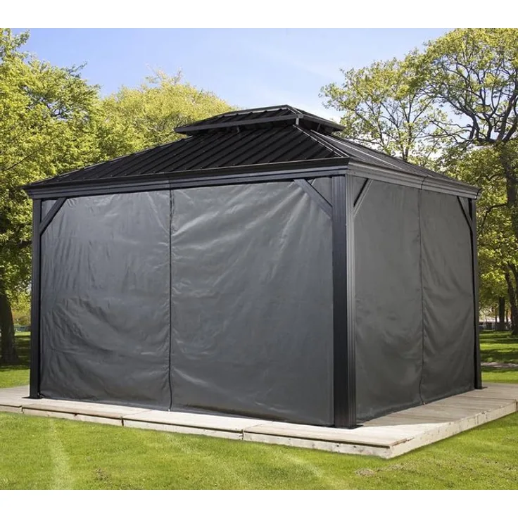 Sojag Vorhänge Pavillon Messina und Mykonos 10 x 12 Seitenteile Dunkelgrau